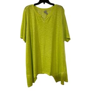 LOGO by Lori Goldstein Lime Green V-Neck Tunic